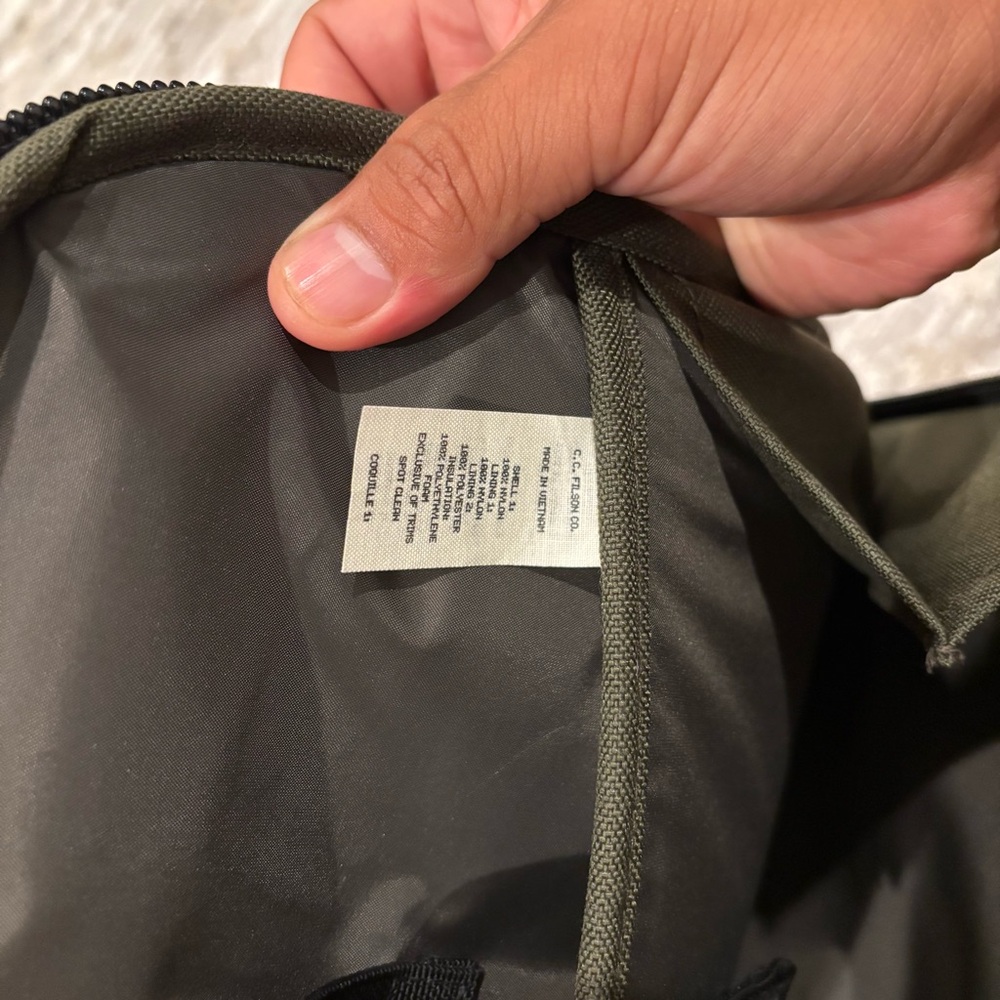 Filson Dryden Backpack Otter Green Carry On Travel Work Hike Leather Tabs - Picture 13 of 15